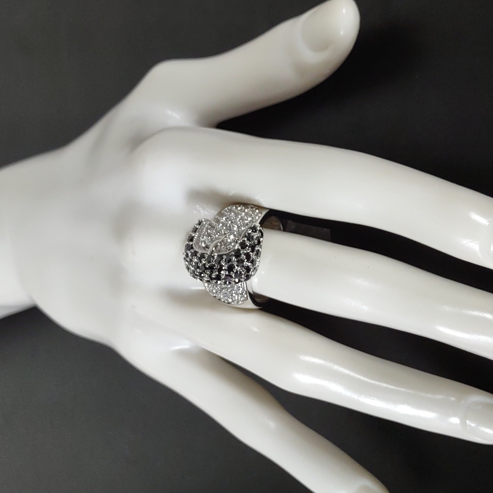 Diamonite™ Cubic Zirconia/Sterling Silver Buckle Ring